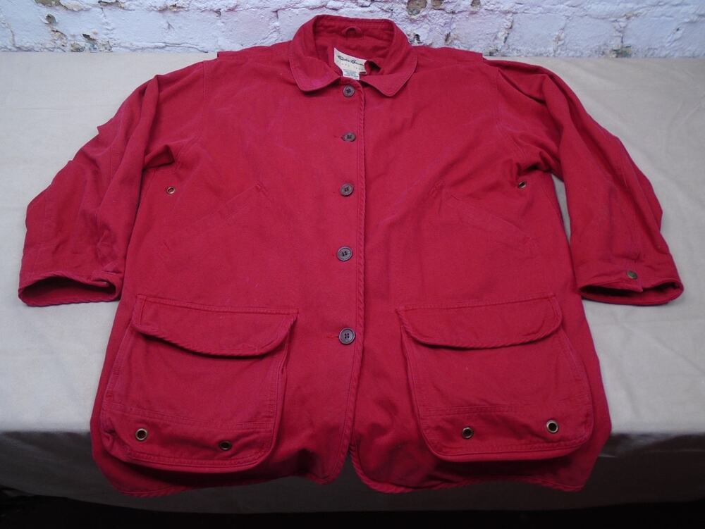 Eddie Bauer Vintage 90s Faded Canvas Field Chore Barn Jacket Red Workwear Medium